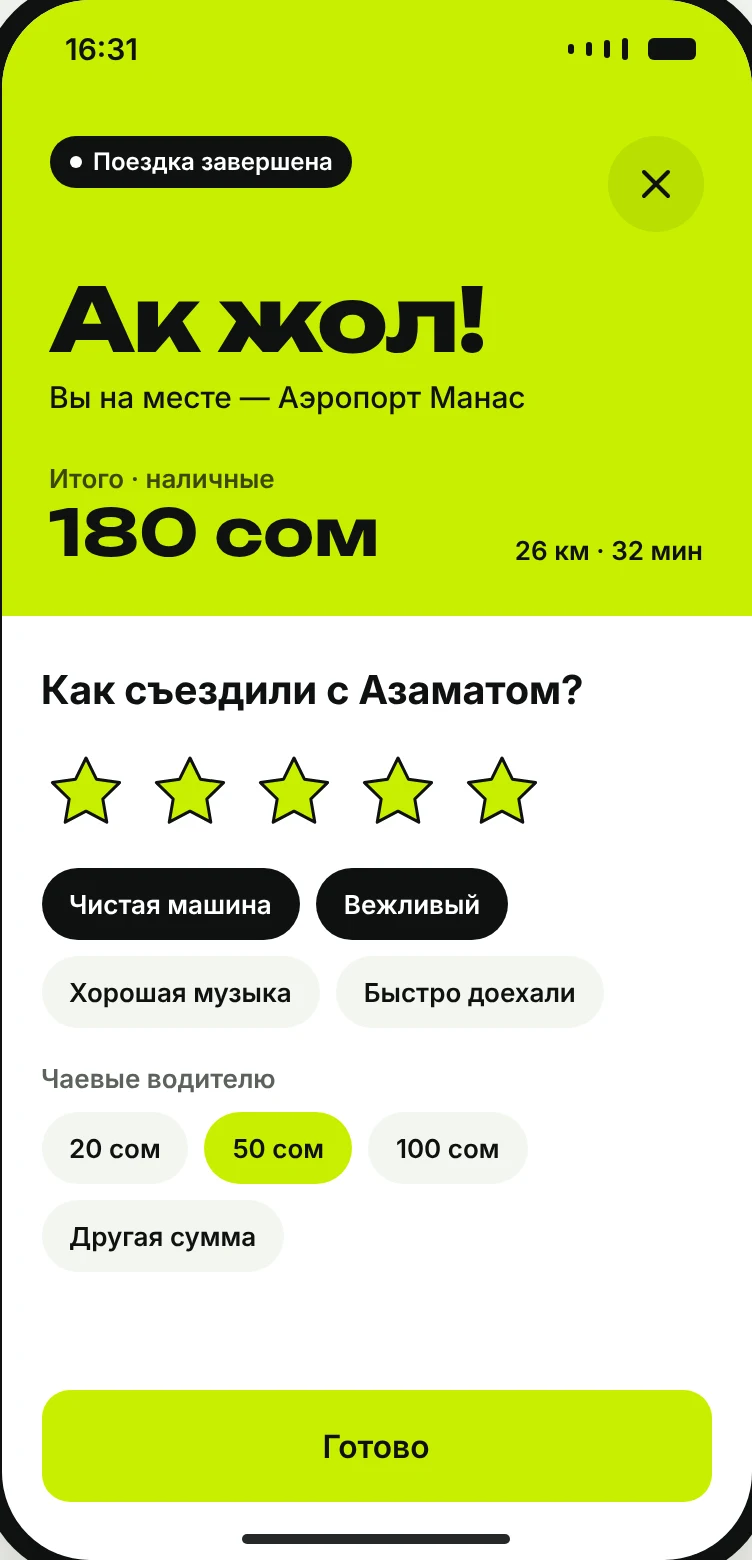 Шаг 4: поездка завершена